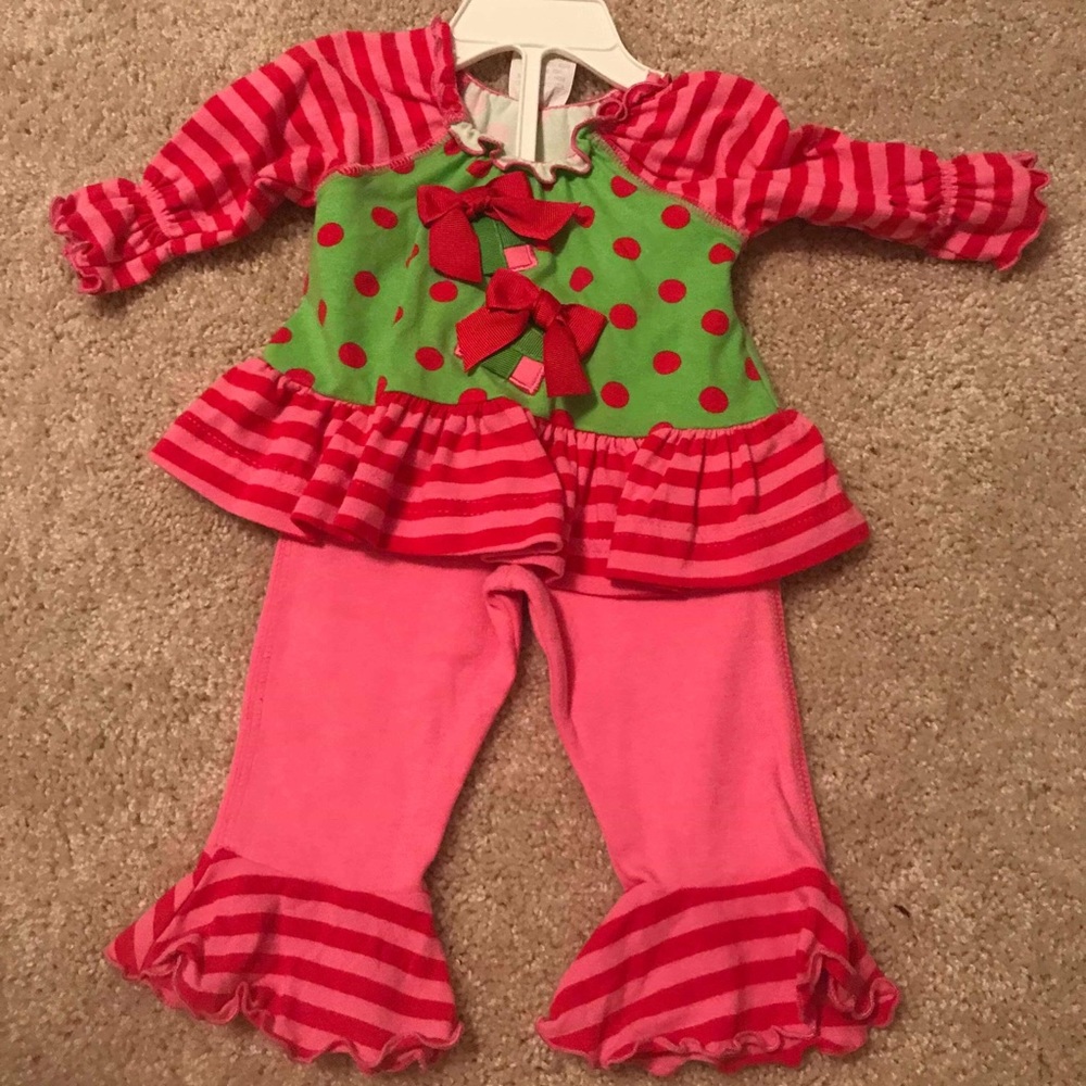 Boutique Christmas Outfit 0-3 Months